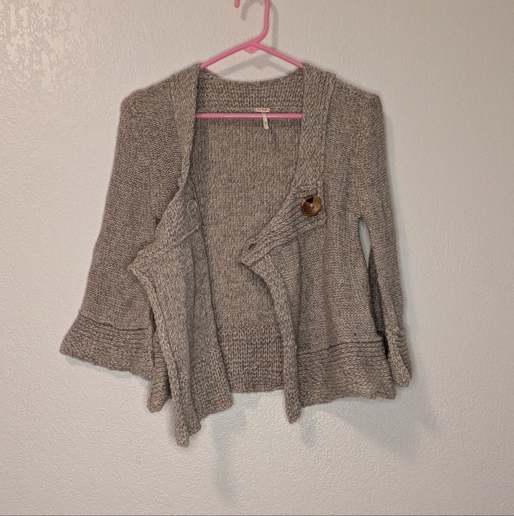 Free People Wool Blend Cardigan with Wooden Buttons - Picture 9 of 9